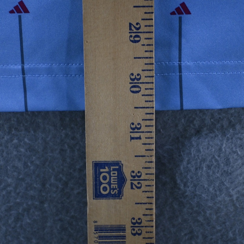 Adidas Mens Performance Golf Polo Shirt L Blue Pinstripe Logo Short Sleeve - Picture 6 of 7